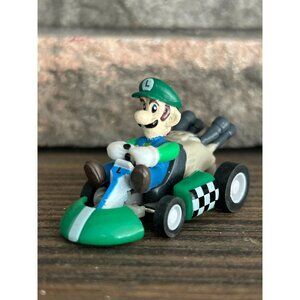 Luigi Mario Kart Figurine Racer Toy 2" Plastic Vintage Miniature Collectible Pul
